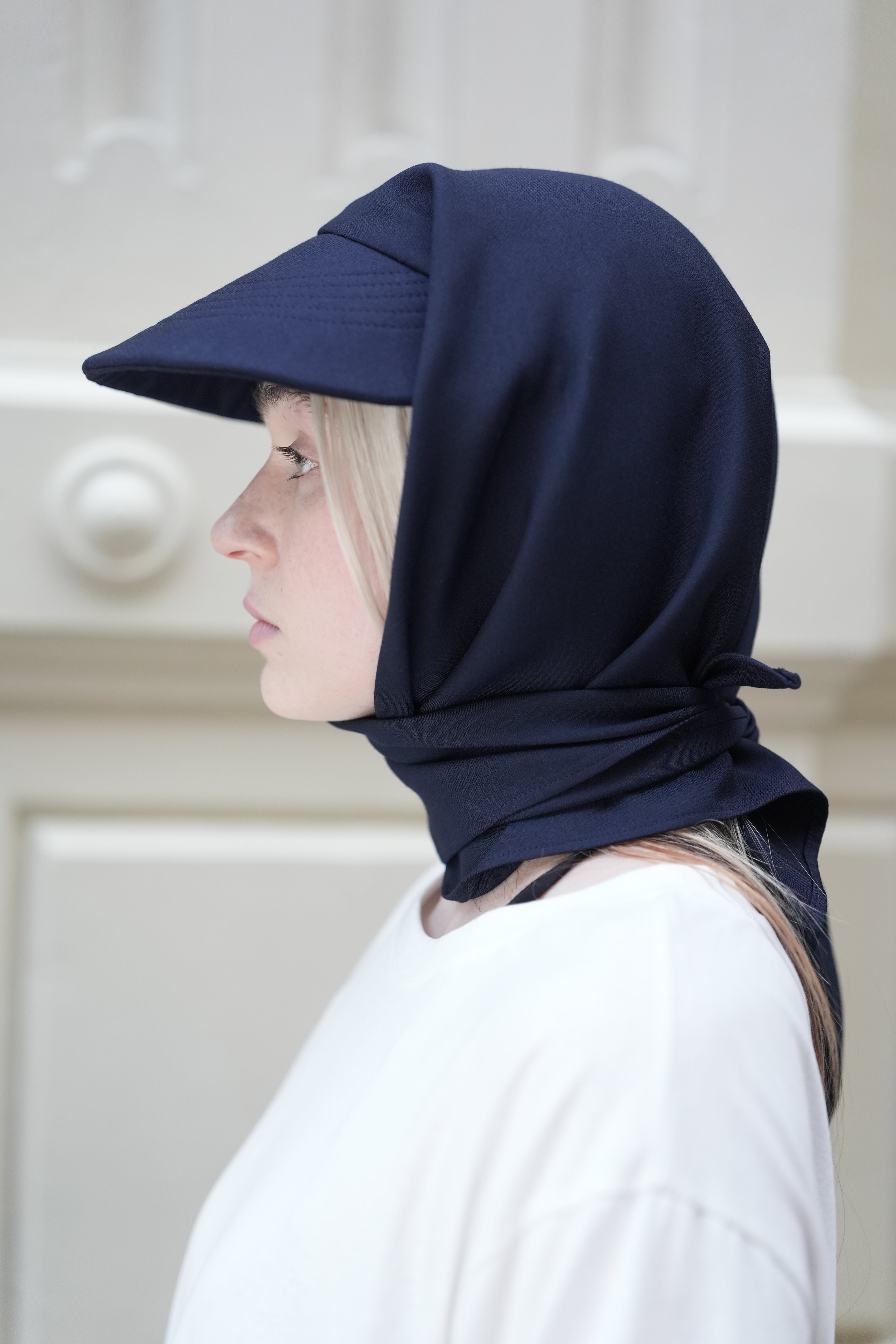 帽子 SILK SCARF CAP/ NAVY The Canopie Scarf Hat by Shade New York x Highdive | Wool Silk